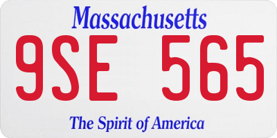 MA license plate 9SE565