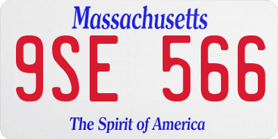 MA license plate 9SE566