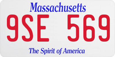 MA license plate 9SE569