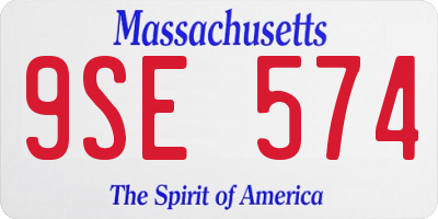 MA license plate 9SE574