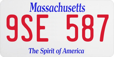 MA license plate 9SE587