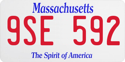 MA license plate 9SE592