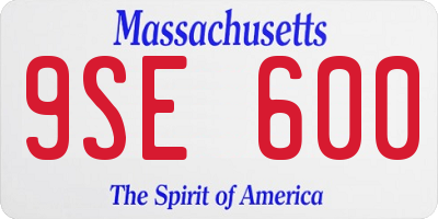 MA license plate 9SE600