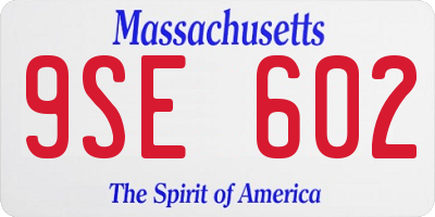 MA license plate 9SE602