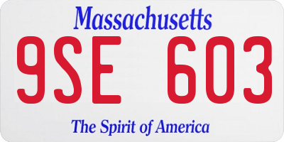 MA license plate 9SE603