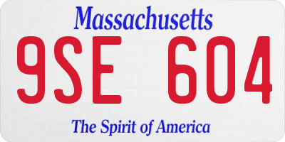 MA license plate 9SE604