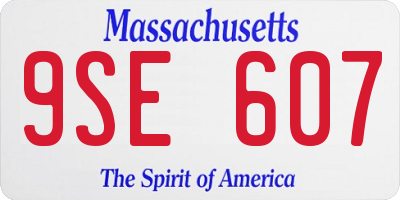 MA license plate 9SE607