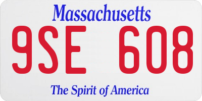 MA license plate 9SE608