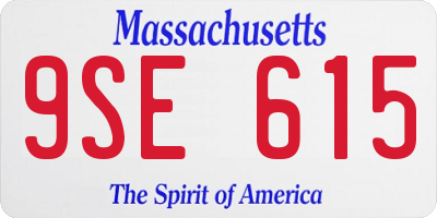 MA license plate 9SE615