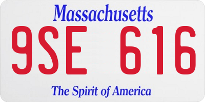 MA license plate 9SE616