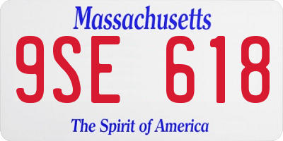 MA license plate 9SE618