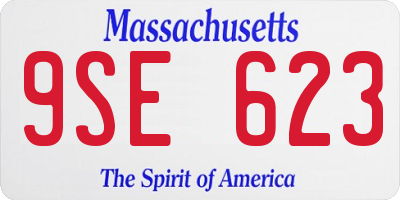 MA license plate 9SE623