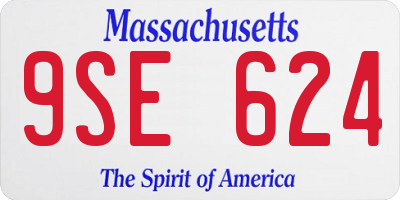 MA license plate 9SE624