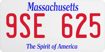 MA license plate 9SE625
