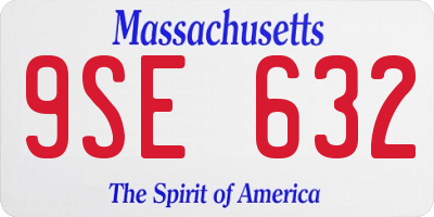 MA license plate 9SE632
