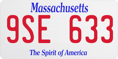 MA license plate 9SE633