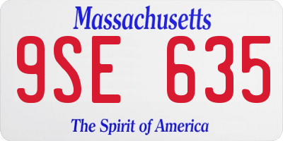 MA license plate 9SE635
