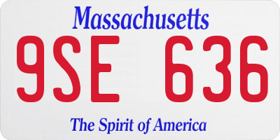 MA license plate 9SE636