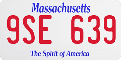 MA license plate 9SE639