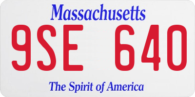 MA license plate 9SE640