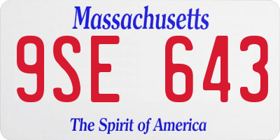MA license plate 9SE643