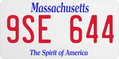 MA license plate 9SE644