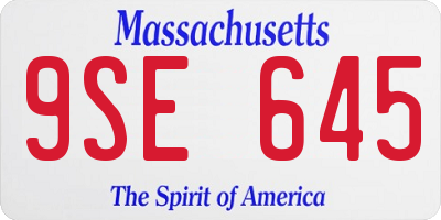 MA license plate 9SE645