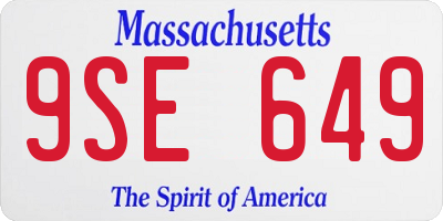 MA license plate 9SE649