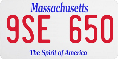 MA license plate 9SE650