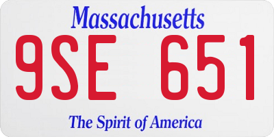 MA license plate 9SE651