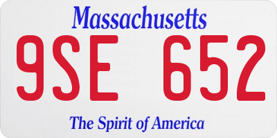 MA license plate 9SE652