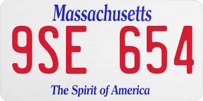 MA license plate 9SE654