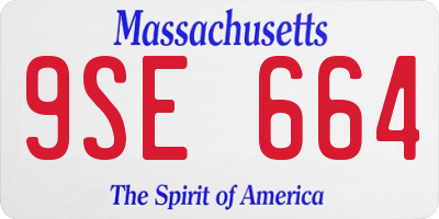 MA license plate 9SE664