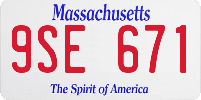 MA license plate 9SE671
