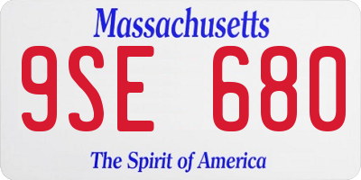 MA license plate 9SE680