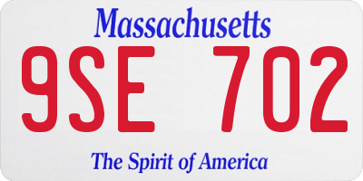 MA license plate 9SE702