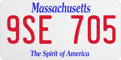 MA license plate 9SE705