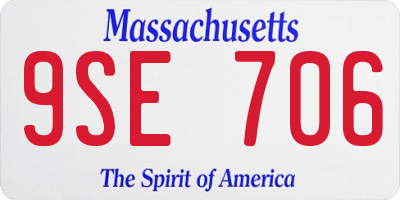 MA license plate 9SE706