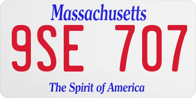 MA license plate 9SE707