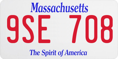 MA license plate 9SE708