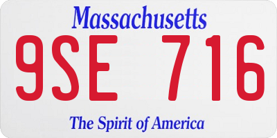 MA license plate 9SE716