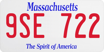 MA license plate 9SE722