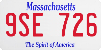 MA license plate 9SE726