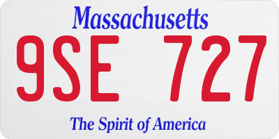 MA license plate 9SE727