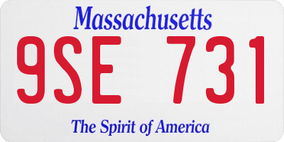 MA license plate 9SE731