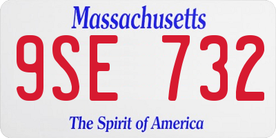 MA license plate 9SE732