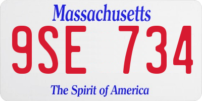 MA license plate 9SE734