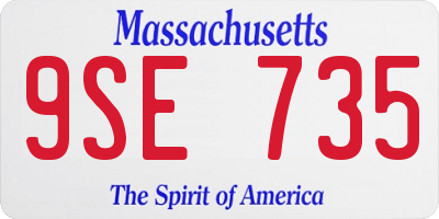 MA license plate 9SE735