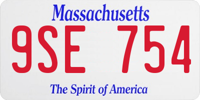 MA license plate 9SE754