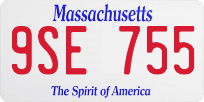 MA license plate 9SE755